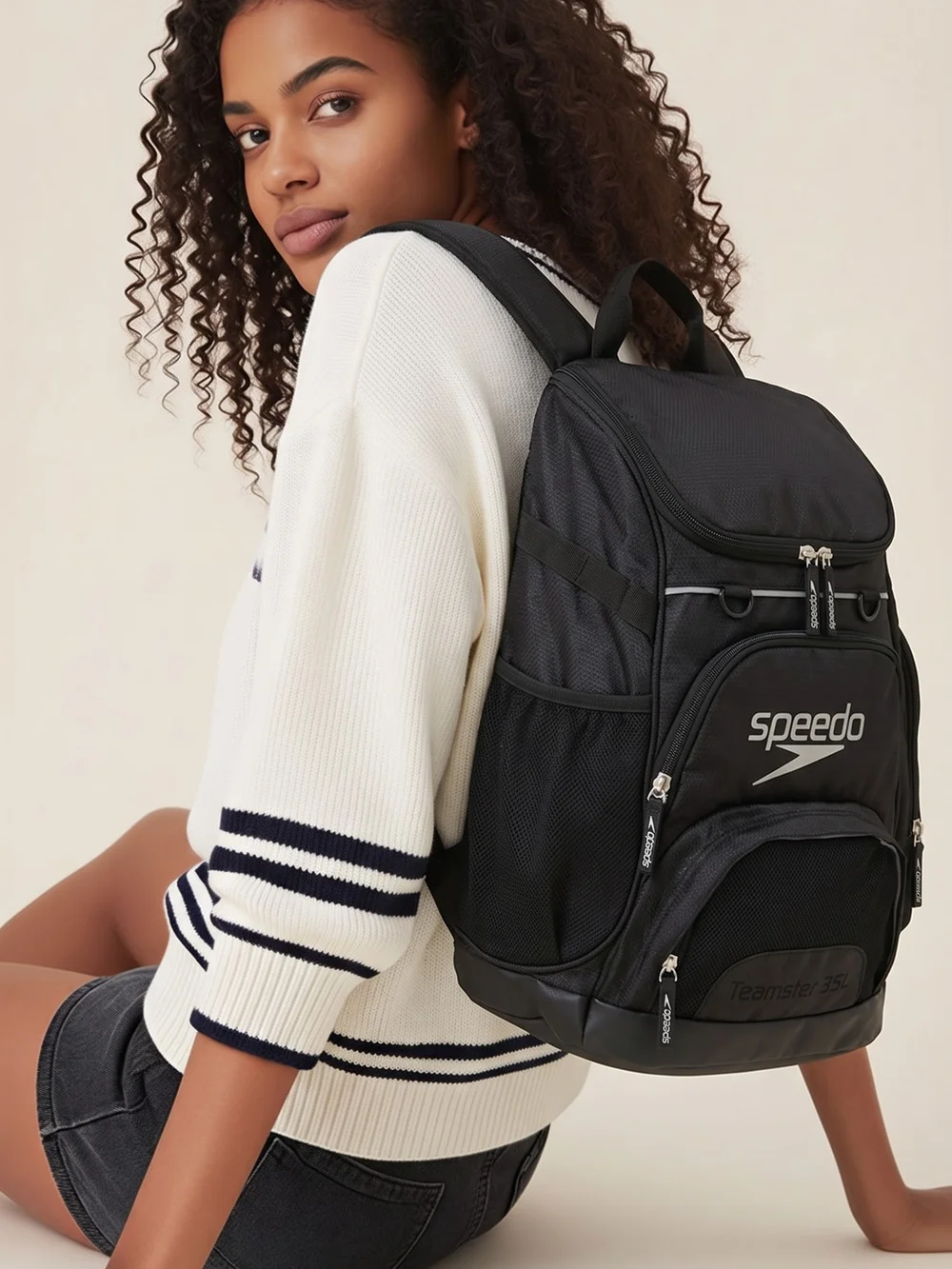 Speedo Black and Gray Teamster Mesh Backpack